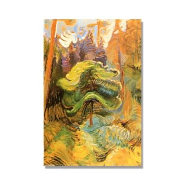Imagem de NHLDZYH Impressões de Emily Carr, (sem título 14), reproduções de pinturas famosas, imagem de arte abstrata para sala de estar quarto decoração de casa. Somente tela de 70 x 105 cm - 27,6 x 41,4 pol