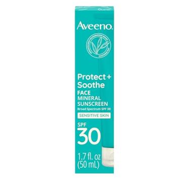 Imagem de Aveeno Protetor Solar Mineral Facial Protect + Soothe Com Fps 30 De Amplo Espectro Para Peles Sensíveis, Leve E Não Oleoso, Resistente À Água Proteção Uva/Uvb, 50 Ml