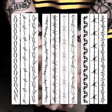 Imagem de EFAIH Pacote Com 20 Adesivos Temporários De Tatuagem Arame Farpado E Corrente, Perfeitos Para Halloween, Cosplay, Maquiagem Festas, Adultos Crianças, 2,8 X 34 Cm
