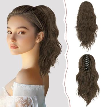 Imagem de SOFEIYAN 14" Extensão De Rabo Cavalo, Grampo Garra Curto Ondulado, Apliques Cabelo Sintético, Preto, Em Camadas, Natural, Fofo, Cacheado, Peça Com Cordão Para Mulheres