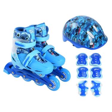 Imagem de Kit Patins Inline 32 à 35 Stitch Disney Azul