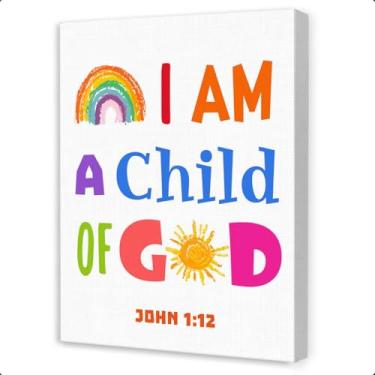 Imagem de OTINGQD Arte de parede cristã para crianças, arte de parede de berçário cristão, decoração de parede das escrituras bíblicas, decorações de escola dominical para sala de aula, decoração de parede em