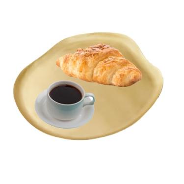 Imagem de Bandeja decorativa de latão dourado para servir mesa de café irregular, bandeja de exibição de pratos e cosméticos para decoração de pratos e cosméticos, banheiro, cozinha, sobremesa, carrinho para