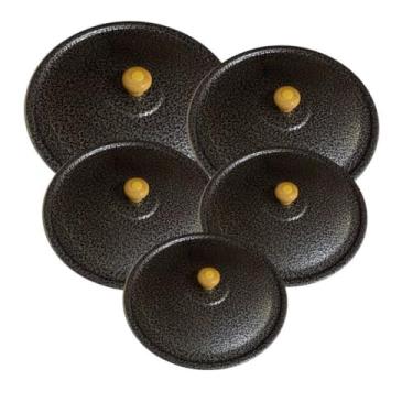 Imagem de Conjunto De 5 Tampas De Panela De AlumíNio Nos Tamanhos 16, 18, 20, 22 E 24 Cm(Preto)