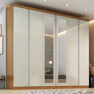 Imagem de Guarda-roupa Casal com Espelho Monte Carlo Cinamomo / Off White