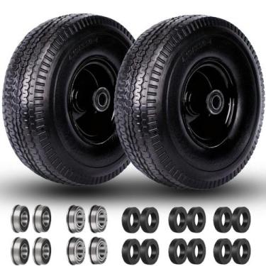 Imagem de Pneus Flat Free Solid Tire de 10 polegadas e roda para carrinho de mão