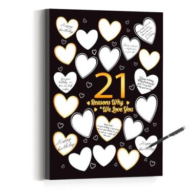 Imagem de 21 Reason Why We Love You, decoração de parede de aniversário de 21 anos, presentes de aniversário para mulheres e homens, tela para convidados, decoração de lembrancinhas de aniversário de 21 anos ou