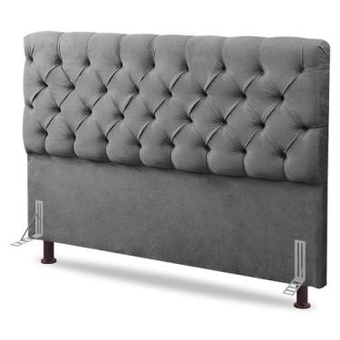 Imagem de Cabeceira Cama Box Solteiro Lylla 90cm Capitonê Com Frame Suede Cinza 