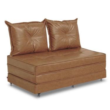 Imagem de Pufe Cama Dobrável 130cm Casal c/2 Almof. Cheias Linha Super - Due Dec