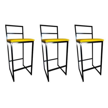 Imagem de Kit 3 Banqueta Alta para Cozinha e Balcão Industrial Madri Assento Ama