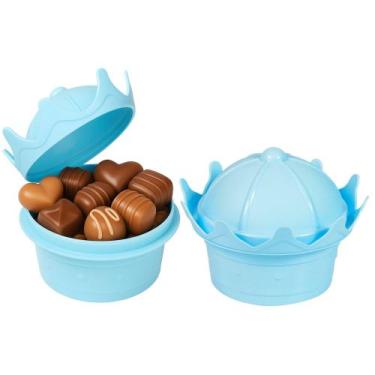 Imagem de Kit 2 Potes de Doces e Decoração Festa de Aniversário Coroa Azul - Pla