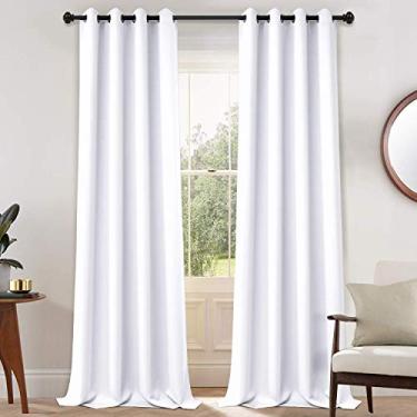 Imagem de Cortinas blecaute Yakamok para o quarto, blackout com isolamento térmico, argolas superiores para sala de estar, branco puro, 132 x 274 cm, 2 painéis