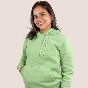 Imagem de Blusa Moletom Liso Algodão Feminina Canguru Basico - Blue Rose, Verde,