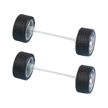 Imagem de MERIGLARE 2 peças de rodas em escala 1/64 com eixo de rolamento em miniatura, rodas de liga leve, de modelo de simulação de carro, pneus, Prata