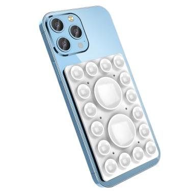 Imagem de CMZZ Suporte de telefone com sucção de silicone, acessório de telefone adesivo de silicone para iPhone e Android, suporte de telefone de chuveiro espelho mãos-livres, vídeos e selfies TikTok (branco,