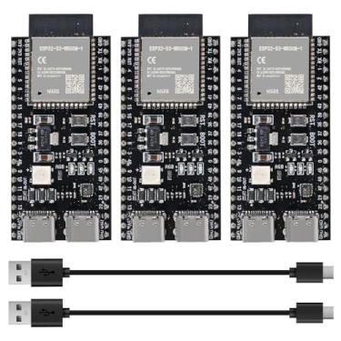 Imagem de DWEII Placa De Desenvolvimento Esp32 S3 3 Peças, Módulo Bt Wi-Fi 2.4G, Internet Das Coisas, Esp32-S3-Wroom-1 N16R8 Mcu 8M Psram Com 2 Cabo Tipo C 50 Cm
