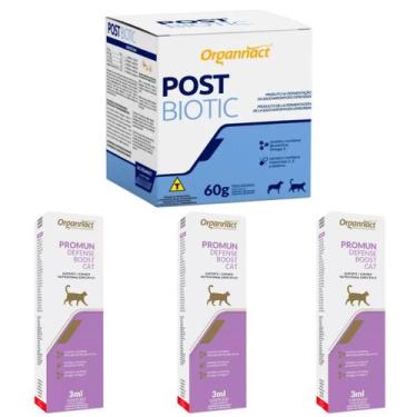 Imagem de Kit 1un Post Biotic 60g+3un Promun Defense Cat 3ml Organnact