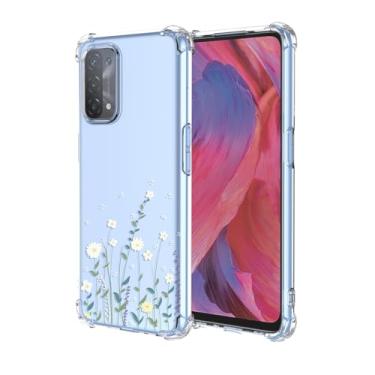 Imagem de EUAGVQY Capa para Oppo A54 5G Oppo A74 5G Oppo A93 5G, CPH2195 Padrão Floral Transparente À Prova de Choque Amortecedor TPU Macio Anti-Riscos Capa Protetora para Oppo A54 5G (Flor Perfumada)