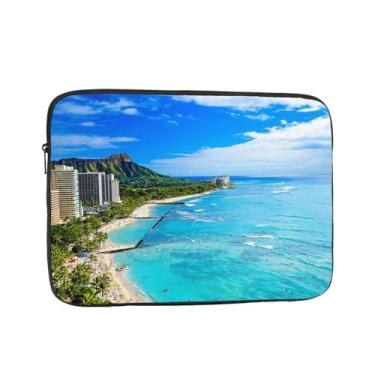 Imagem de Generic Waikiki Beach and Diamond Head Honolulu Oahu Island Havaí, capa protetora durável à prova de choque para notebook de 13 polegadas, preta, B1017-1