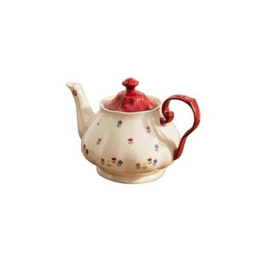 Imagem de Xícara de café e pires de cerâmica retrô resistente a altas temperaturas simples e requintadas para uso doméstico chinês - Bule de chá de 1,3 L (Lafleur)