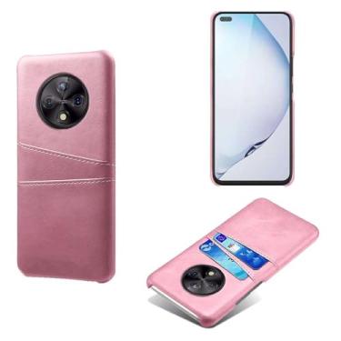 Imagem de Capas Compatível com Honor Play 50 Plus,Caso de couro PU-Tampa de telefone a prova de choque com 2 slots de cartão,Proteção anti-impressão digital e anti-gota-Pink