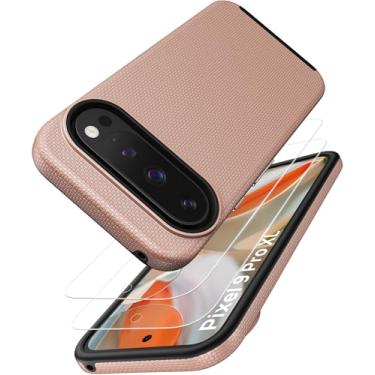 Imagem de Vihibii Capa para Google Pixel 9 Pro XL com [2x protetor de tela], capa interna de silicone à prova de choque com textura antiderrapante e capa externa rígida [proteção de camada dupla] capa de