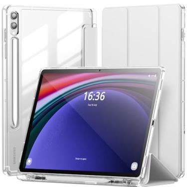 Imagem de INFILAND Capa para Samsung Galaxy Tab S9+ Plus / S9 FE+ Plus / S10+ Plus de 12,4 polegadas com suporte para S Pen, capa protetora fina e transparente suporta despertar/hibernar automaticamente (prata)