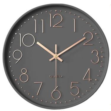 Imagem de Relogio de Parede Decorativo Grande 30cm Silencioso para Sala Cozinha Escritorio Recepcao (CINZA)