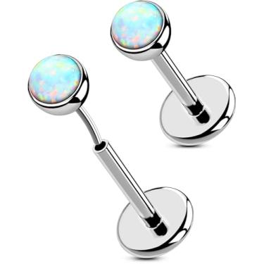 Imagem de OUFER 2 peças 16G/20G brincos de nariz lábios, G23 titânio sólido sem rosca push in nariz narina lábio labret medusa Monroe Helix cartilagem tragus concha lóbulo piercing joias para mulheres e homens