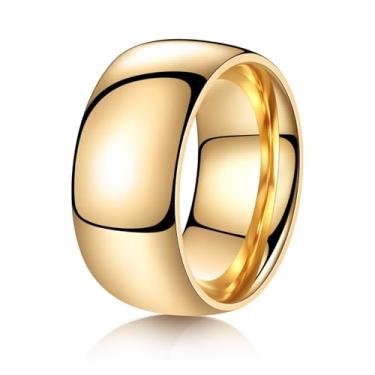 Imagem de YOESDIE Aliança de casamento de titânio de ouro 2 mm, 4 mm, 6 mm, 8 mm, 10 mm, para homens e mulheres | Aliança de casamento simples, altamente polida, ajuste confortável, tamanho 5-13, 13, Titânio