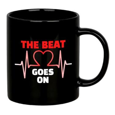 Imagem de The Beat Goes On Recovery Gifts Heart Surgery Heart Attack Survivor Heartbeat For Coronary Artery Patient From Doctor Nurse Caneca de cerâmica 325 ml preta