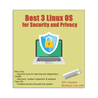 Imagem de EZITSOL Kali Linux USB 2022, Tails Linux 5.11, Caine 12.4 | 32 GB 3 em 1 USB USB USB inicializável | Ferramentas de hacking ético, ferramentas forenses digitais, navegação anônima para melhor segurança e privacidade