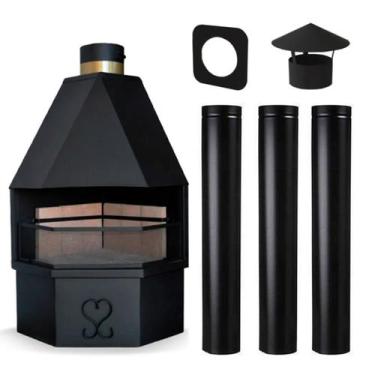 Imagem de Lareira Celine Pequena de Canto em Aço Inox 304 escovado - Pintado - B