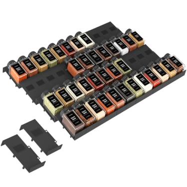 Imagem de Famhap Organizador de gaveta de especiarias, 48 ​​peças de inserção de bandeja de rack de tempero expansível intertravada para gavetas de cozinha, gaveta de rack de especiarias para potes de