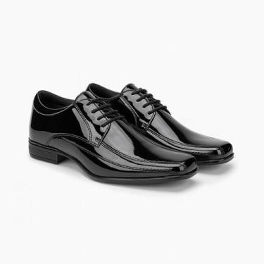 Imagem de Sapato Social Masculino Verniz Oxford Sintético Com Cadarço - Ferraret