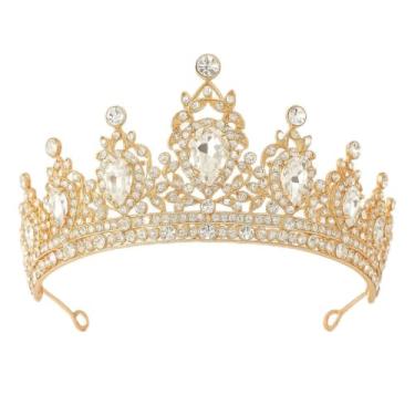 Imagem de Coroa, coroa de casamento de cristal branco, tiara de casamento para mulheres, tiara de princesa com strass, tiara de princesa para mulheres, meninas, elegantes tiaras de coroa de princesas para