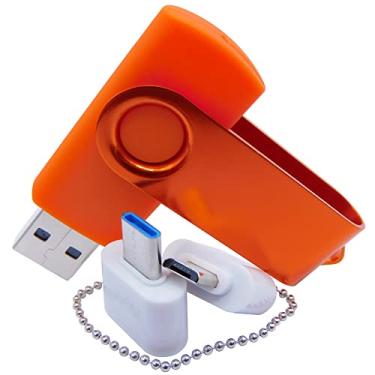 Imagem de Pen Drives USB de capacidade mini de 256 MB com pen drive com OTG e adaptador tipo-C/USB C (laranja)