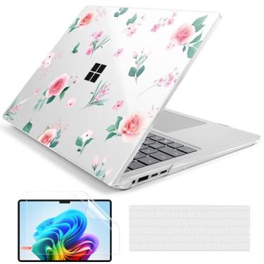 Imagem de Batianda Capa para laptop Microsoft Surface de 15 polegadas Copilot+ PC 2024 (7ª Ed) modelo 2037 capa dura durável resistente a arranhões, com capa de teclado e protetor de tela, rosa pêssego