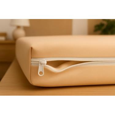 Imagem de Capa de Colchão Queen em Malha com Zíper – Tecido Gel Confortável e Elástico 30 cm (pérola)