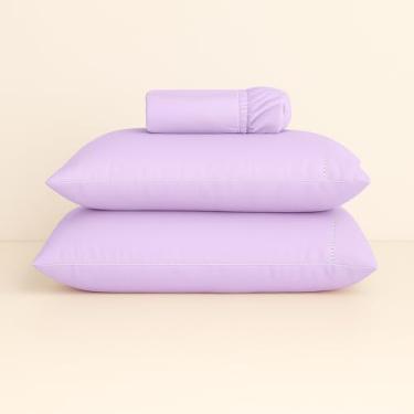 Imagem de Jogo De Lençol Algodão 400 Fios Micropercal (Solteiro, Casal, Queen, King) (Lilás, King)