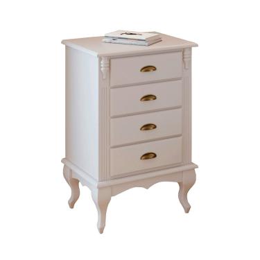 Imagem de Mesa de Cabeceira 4 Gavetas Pés Luiz Xv Hannover 60817 - Off White