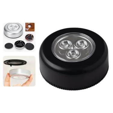 Imagem de Luminária LED Adesivas Touch Sem Fio – Luz a Pilha Portátil – Iluminação Instantânea para Armário, Cozinha, Banheiro e Ambientes Escuros (Preto)