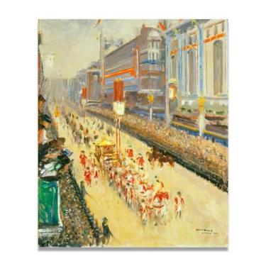 Imagem de Coronation Procession, Piccadilly John Lavery Classic Realist Portrait & War Scene Canvas Art – Irish Art Wall Decor For Home 30x36cm Un Framed