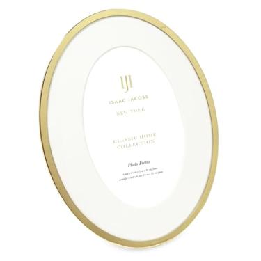 Imagem de Isaac Jacobs Moldura de metal oval dourada, 15 x 20 (fosco, 9 x 12 cm), moldura clássica feita para mesa e exibição suspensa, galeria de fotos e arte de parede (15 x 20 (fosco 9 x 12 cm), dourada