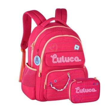 Imagem de Kit Mochila De Costas Escolar Luluca Com Estojo Box - Rosa