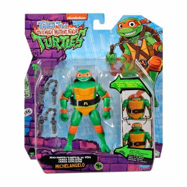 Imagem de Boneco Michelangelo 10cm Cabeça Retrátil As Tartarugas Ninja