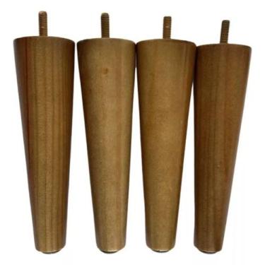 Imagem de Conjunto 06 Pés Palito 17 cm Madeira para Sofás / Poltronas c/ Buchas 
