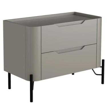 Imagem de Mesa De Cabeceira Orgânica 2 Gavetas Pés Industrial Preto Bliss I03 Gr