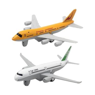 Imagem de JunZheHub 2 peças modelo de avião de brinquedo infantil avião de brinquedo ornamento de aeronave para decoração de prateleiras, Amarelo Branco