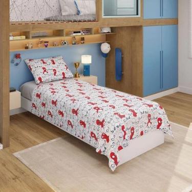 Imagem de Jogo de Cama Infantil Homem Aranha 3 Peças 150 Fios Algodão Lepper